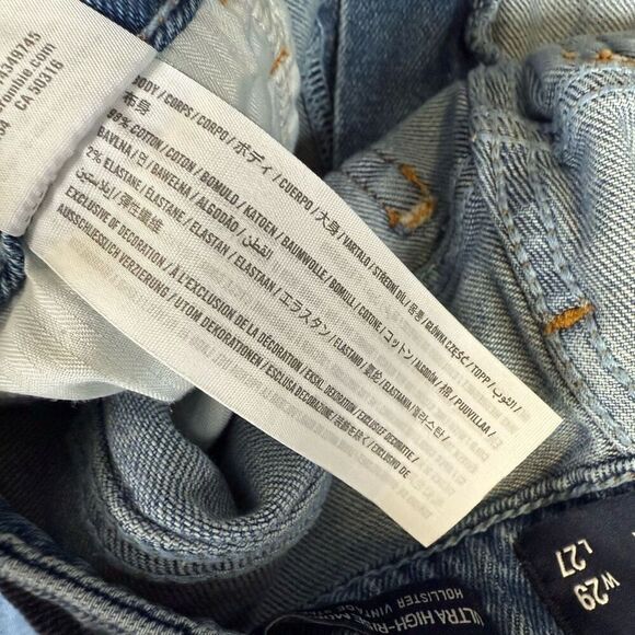 Hollister Womens Size 9 Ultra High Rise Mom Denim Jeans Blue Light Wash - Picture 6 of 8